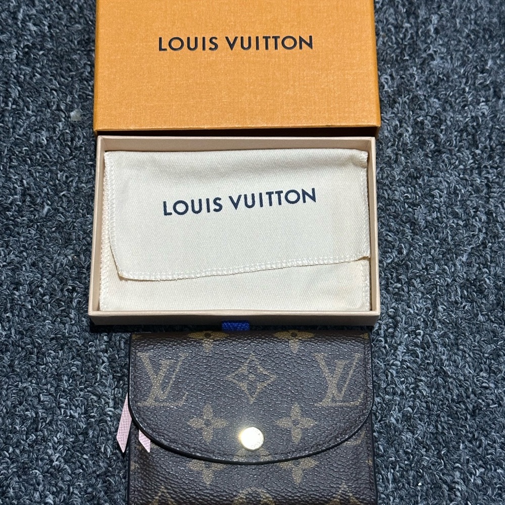 Louis Vuitton Brown Monogram Compact Wallet with Pink Tabs